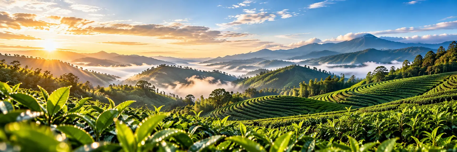 雲海環繞的茶山（示意圖）